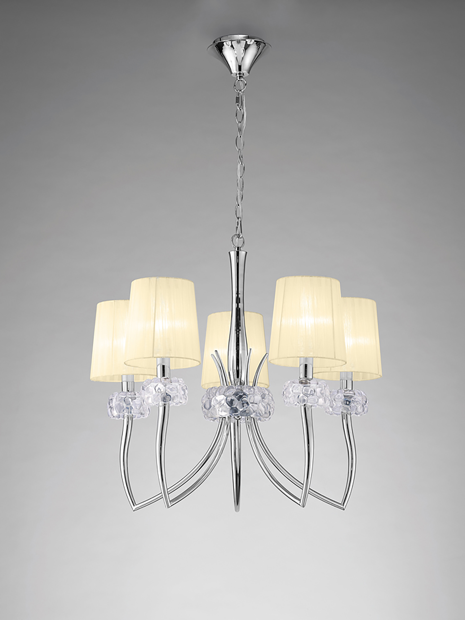 Loewe Polished Chrome-Cream Ceiling Lights Mantra Multi Arm Fittings